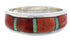 Sterling Silver Red Oyster Shell Opal Inlay Ring Size 7-3/4 ZX35528